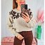 Jersey Hojas Bordadas Marrones
